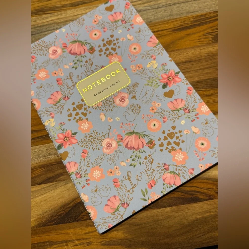 Bruno Visconti Soft Touch Happiness Floral and Hearts Notebook Journal A5 NEW